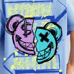 Karikatür ve Grafik tasarım Oversize T-shirt Cartoon/Letter serisi kod743