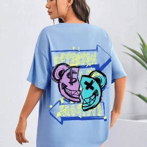Karikatür ve Grafik tasarım Oversize T-shirt Cartoon/Letter serisi kod743
