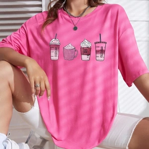 Karikatür ve Grafik tasarım Oversize T-shirt Cartoon/Letter serisi kod75