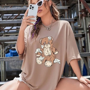 Karikatür ve Grafik tasarım Oversize T-shirt Cartoon/Letter serisi kod752