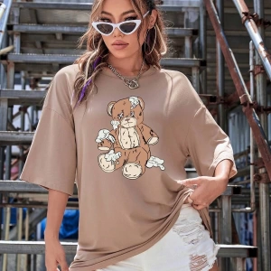 Karikatür ve Grafik tasarım Oversize T-shirt Cartoon/Letter serisi kod752