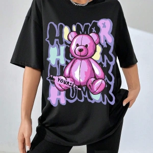 Karikatür ve Grafik tasarım Oversize T-shirt Cartoon/Letter serisi kod759