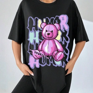 Karikatür ve Grafik tasarım Oversize T-shirt Cartoon/Letter serisi kod759