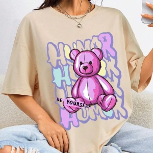 Karikatür ve Grafik tasarım Oversize T-shirt Cartoon/Letter serisi kod764