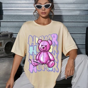 Karikatür ve Grafik tasarım Oversize T-shirt Cartoon/Letter serisi kod764