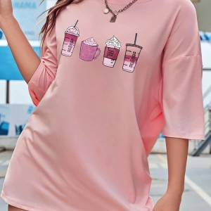 Karikatür ve Grafik tasarım Oversize T-shirt Cartoon/Letter serisi kod768