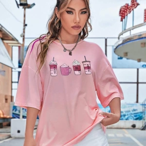 Karikatür ve Grafik tasarım Oversize T-shirt Cartoon/Letter serisi kod768