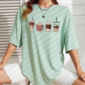 Karikatür ve Grafik tasarım Oversize T-shirt Cartoon/Letter serisi kod769