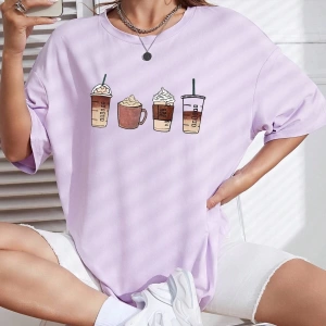 Karikatür ve Grafik tasarım Oversize T-shirt Cartoon/Letter serisi kod772