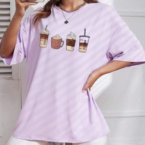 Karikatür ve Grafik tasarım Oversize T-shirt Cartoon/Letter serisi kod772
