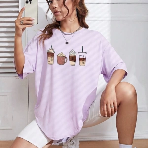 Karikatür ve Grafik tasarım Oversize T-shirt Cartoon/Letter serisi kod772
