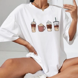 Karikatür ve Grafik tasarım Oversize T-shirt Cartoon/Letter serisi kod773