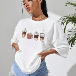 Karikatür ve Grafik tasarım Oversize T-shirt Cartoon/Letter serisi kod773