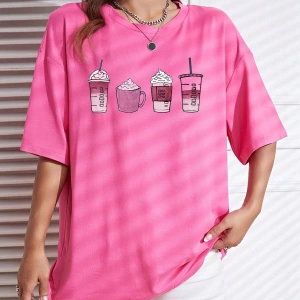 Karikatür ve Grafik tasarım Oversize T-shirt Cartoon/Letter serisi kod774