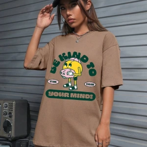 Karikatür ve Grafik tasarım Oversize T-shirt Cartoon/Letter serisi kod794