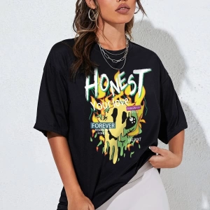 Karikatür ve Grafik tasarım Oversize T-shirt Cartoon/Letter serisi kod801