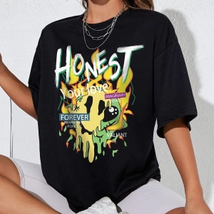 Karikatür ve Grafik tasarım Oversize T-shirt Cartoon/Letter serisi kod801