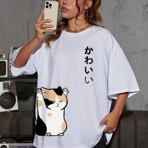 Karikatür ve Grafik tasarım Oversize T-shirt Cartoon/Letter serisi kod807