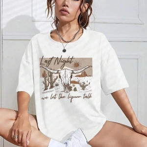 Karikatür ve Grafik tasarım Oversize T-shirt Cartoon/Letter serisi kod809