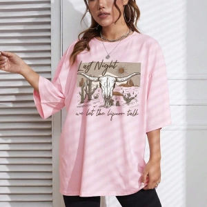 Karikatür ve Grafik tasarım Oversize T-shirt Cartoon/Letter serisi kod810