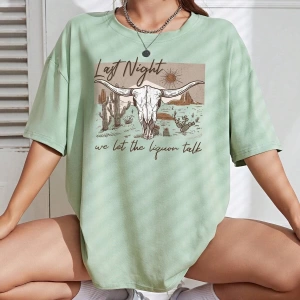 Karikatür ve Grafik tasarım Oversize T-shirt Cartoon/Letter serisi kod811