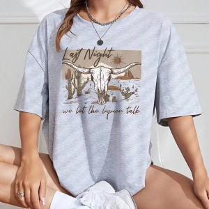 Karikatür ve Grafik tasarım Oversize T-shirt Cartoon/Letter serisi kod815