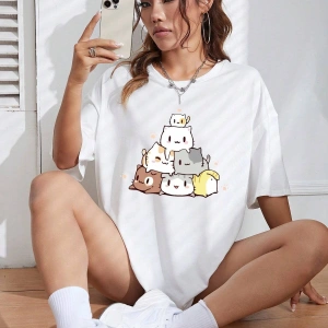 Karikatür ve Grafik tasarım Oversize T-shirt Cartoon/Letter serisi kod819