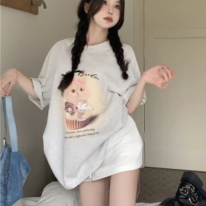 Karikatür ve Grafik tasarım Oversize T-shirt Cartoon/Letter serisi kod834