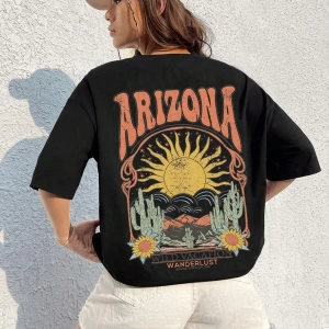 Karikatür ve Grafik tasarım Oversize T-shirt Cartoon/Letter serisi kod858