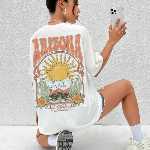 Karikatür ve Grafik tasarım Oversize T-shirt Cartoon/Letter serisi kod859