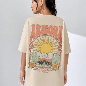 Karikatür ve Grafik tasarım Oversize T-shirt Cartoon/Letter serisi kod861