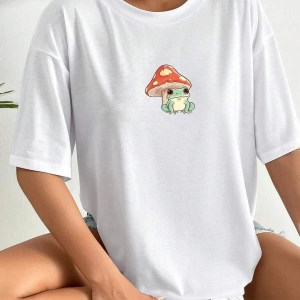Karikatür ve Grafik tasarım Oversize T-shirt Cartoon/Letter serisi kod864