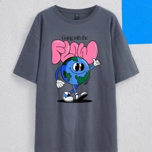 Karikatür ve Grafik tasarım Oversize T-shirt Cartoon/Letter serisi kod867