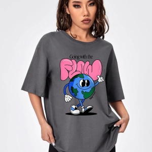 Karikatür ve Grafik tasarım Oversize T-shirt Cartoon/Letter serisi kod867
