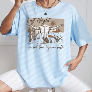 Karikatür ve Grafik tasarım Oversize T-shirt Cartoon/Letter serisi kod883