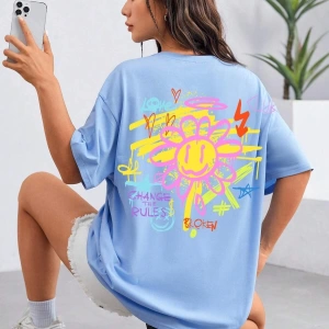 Karikatür ve Grafik tasarım Oversize T-shirt Cartoon/Letter serisi kod897