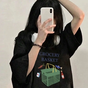Karikatür ve Grafik tasarım Oversize T-shirt Cartoon/Letter serisi kod908