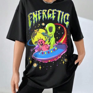 Karikatür ve Grafik tasarım Oversize T-shirt Cartoon/Letter serisi kod91