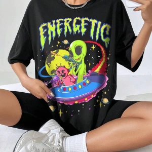 Karikatür ve Grafik tasarım Oversize T-shirt Cartoon/Letter serisi kod91