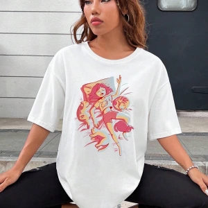 Karikatür ve Grafik tasarım Oversize T-shirt Cartoon/Letter serisi kod914