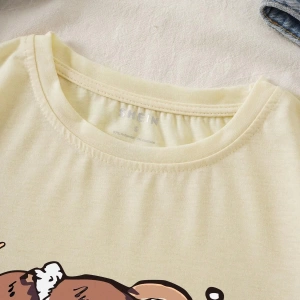 Karikatür ve Grafik tasarım Oversize T-shirt Cartoon/Letter serisi kod916