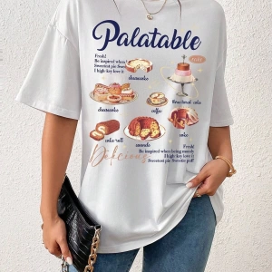 Karikatür ve Grafik tasarım Oversize T-shirt Cartoon/Letter serisi kod95