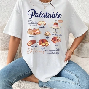 Karikatür ve Grafik tasarım Oversize T-shirt Cartoon/Letter serisi kod95