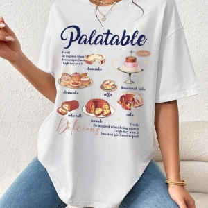 Karikatür ve Grafik tasarım Oversize T-shirt Cartoon/Letter serisi kod95