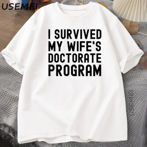 Karımın doktora programını hayatta kaldım T-Shirt komik PHD mezuniyet hediyesi Tee koca erkek 2942