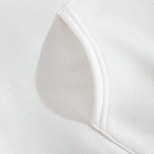 Katı Kanguru Cepli İpli Kapüşonlu Üst Beyaz