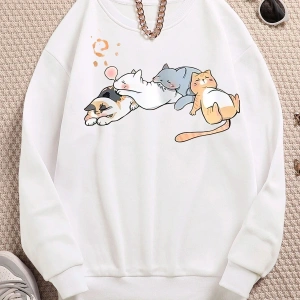 Kawai Cat Köstebek Sokak Trend Tasarım Harajuku/Gotik Beyaz