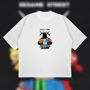 Kaws X Sesame Street Boxy Fit Oversize Unisex Tshirt – Baskılı Tişört |