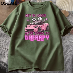 Kaybeden olsun biz gidiyor terapi rakun komik T Shirt Trendy Y2k zihinsel sağlık T Shirt erke 3046