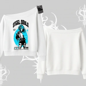 Kayık Yaka Sweatshirt Anime Cyberpunk Kız Baskılı